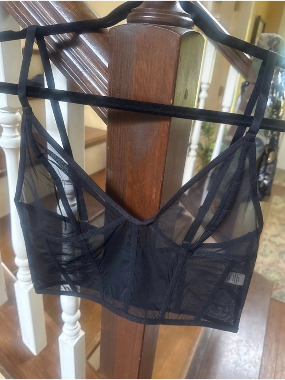 Sheer Black Longline Bralette - Women Intimates